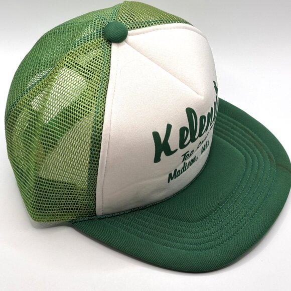 Vtg 80s Keleny's Top Soil Madison, WI Snapback Trucker Rope Hat Green Mesh Back - Picture 3 of 9